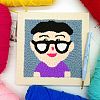 Boy with Glasses Punch Embroidery Supplies Kit LS-DIY-H155-01-1