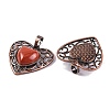 Natural Red Jasper Peach Love Heart Pendants G-G158-01-02-2