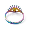 Ion Plating(IP) 201 Stainless Steel Evil Eye Adjustable Ring for Women RJEW-K238-13M-2