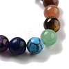 Natural Amethyst Round Beaded Chakra Stretch Bracelets BJEW-K251-01D-4