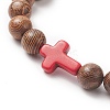 Gemstone & Natural Wood Beaded Stretch Bracelet for Women BJEW-JB09294-5