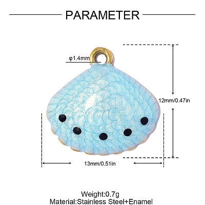 304 Stainless Steel Enamel Pendants STAS-OY019-13G-1