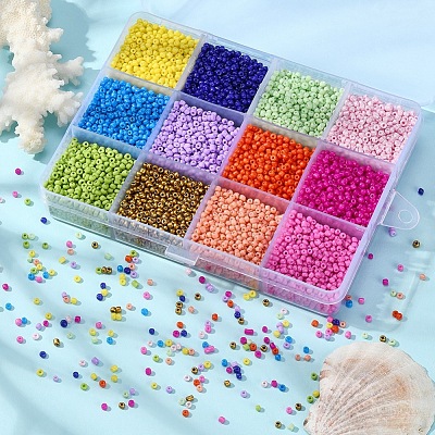 226.8g 12 Color 12/0 Baking Paint Glass Seed Beads SEED-YW0001-78-1