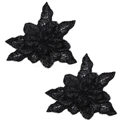 2Pcs Fabric with Tube Beads and Pearl Beads & Sequins Patches DIY-PH0038-13A-1