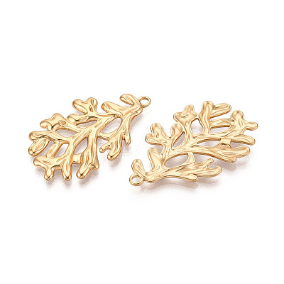 304 Stainless Steel Imitation Coral Pendants STAS-T069-41G-1