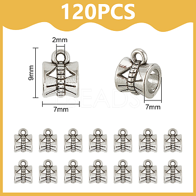 120Pcs Tibetan Style Alloy Tube Bails TIBE-UN0001-11-1