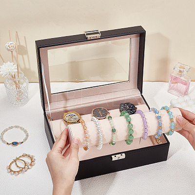 PU Leather Watch Organizer Display Cases CON-WH0086-231-1