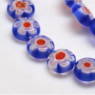 Handmade Millefiori Glass Flat Round Bead Strands LK-P011-12-1
