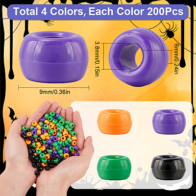 800Pcs 4 Colors Halloween Opaque Plastic Beads KY-SP0001-08-1