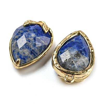 Natural Lapis Lazuli Faceted Pendants G-M431-06G-04-1