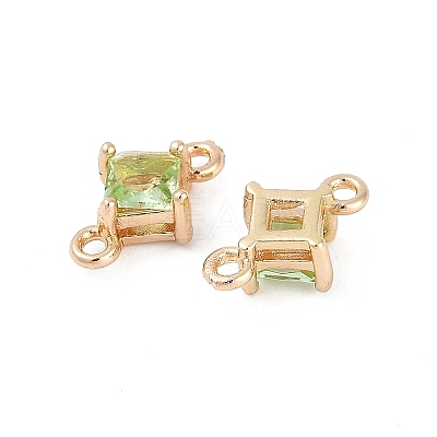 Brass Pave Glass Rhombus Links Connector Charms GLAA-Q088-001I-1