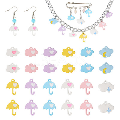 24Pcs 12 Style Spray Painted Alloy Pendants FIND-TA0002-55-1