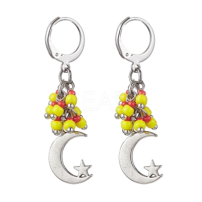 Tibetan Style Alloy Dangle Leverback Earrings EJEW-MZ00119-02-1
