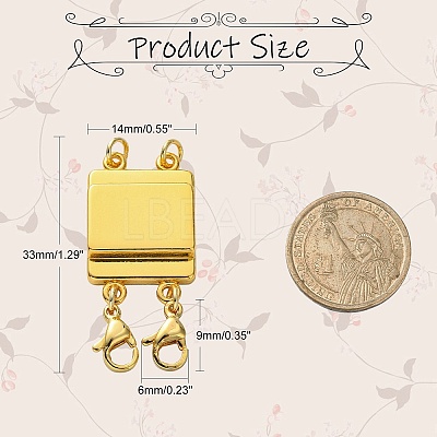 Zinc Alloy Box Magnetic Clasps Converter PALLOY-C159-01LG-1