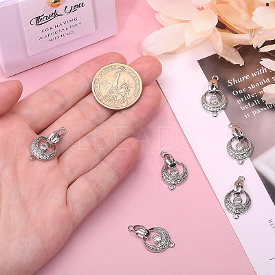 6Pcs Brass Fold Over Clasp with Crystal Rhinestone KK-CA0002-69B-1