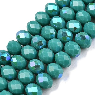 Electroplate Opaque Solid Color Glass Beads Strands EGLA-A044-P8mm-L31-1