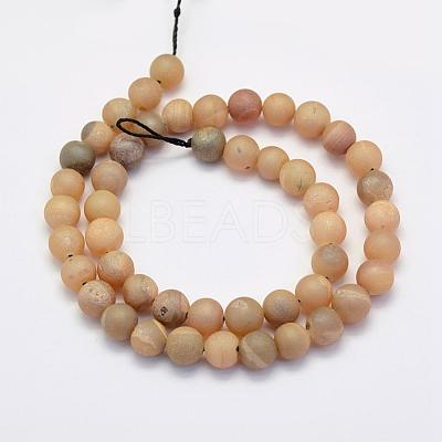 Electroplate Natural Druzy Agate Beads Strands G-G708-6mm-05-1