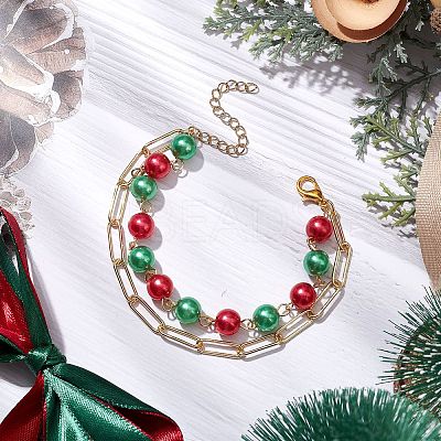 Christmas Double Layer Multi-strand Bracelets BJEW-JB101004-1