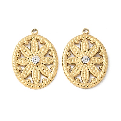 304 Stainless Steel Rhinestone Pendants STAS-Z122-46G-1