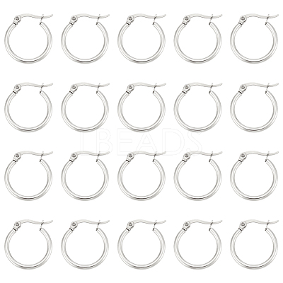 20 Pairs 201 Stainless Steel Hoop Earrings STAS-UN0022-38-1
