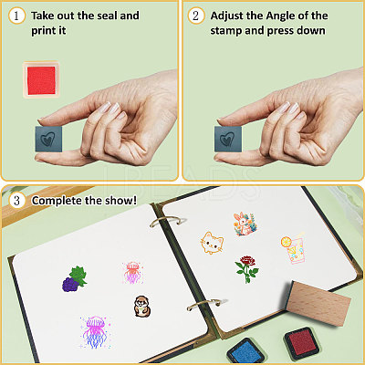 Square Wooden Stamps DIY-WH0546-041-1