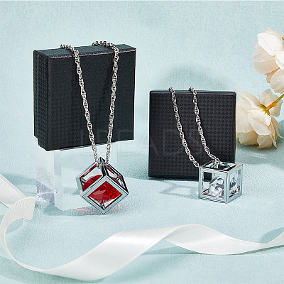 2 Sets 2 Colors Bling Diamond Cube Car Rear View Mirror Charms HJEW-DC0001-06-1