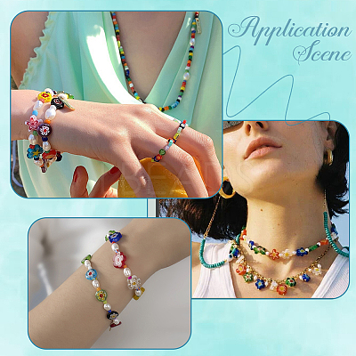 3 Strands Flat Round Handmade Millefiori Glass Beads Strands LAMP-LT0001-15B-1