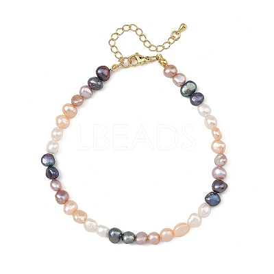 Natural Cultured Freshwater Pearl Beaded Anklets for Women AJEW-AN00876-1