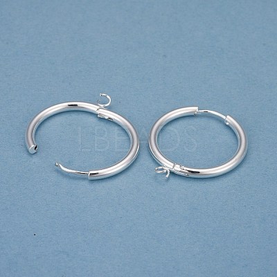 201 Stainless Steel Huggie Hoop Earring Findings STAS-P283-01L-S-1