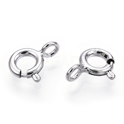 Rhodium Plated 925 Sterling Silver Spring Ring Clasps STER-T004-81A-P-1