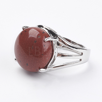 Adjustable Natural Red Jasper Finger Rings RJEW-F075-01N-1