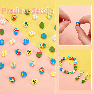 120Pcs 6 Colors Easter Themed Handmade Polymer Clay Beads CLAY-PH0001-92-1