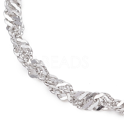 304 Stainless Steel Singapore Chain Bracelet Makings AJEW-JB01322-02-S-1