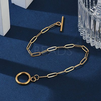Ion Plating(IP) 304 Stainless Steel Paperclip Chain Bracelets BJEW-O186-02G-1