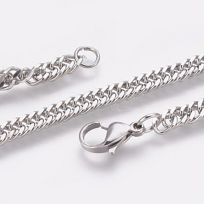 Tarnish Resistant 304 Stainless Steel Curb Chain Bracelets BJEW-P235-12P-1