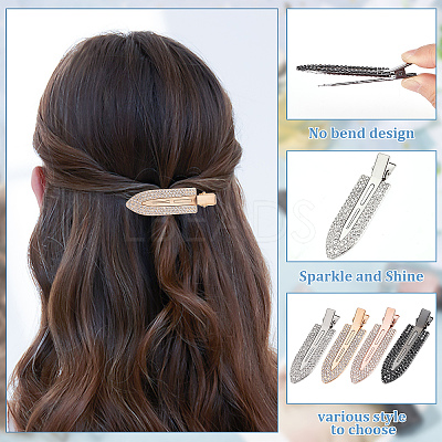 16Pcs 4 Colors Surfboard Shaped Alloy Rhinestone Alligator Hair Clips PHAR-CP0001-10-1
