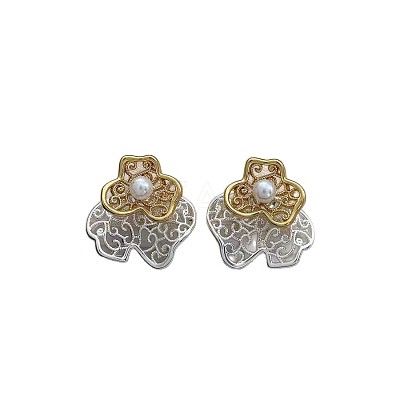 Alloy & Imitation Pearl Stud Earrings WG51E44-01-1