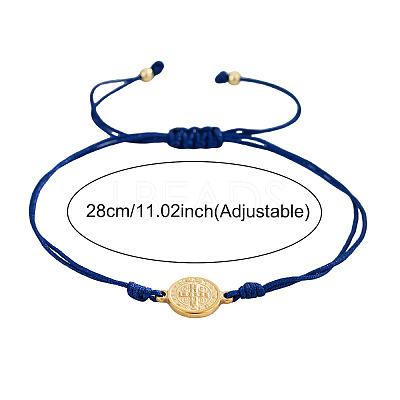Vintage Metal Religion Saint Benedict Medal Link Adjustable Braided Nylon Cord Bracelets HF0966-3-1