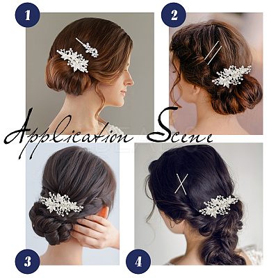 14Pcs 4 Style Wedding Bridal Alloy Rhinestone Hair Bobby Pins DIY-GA0003-90-1