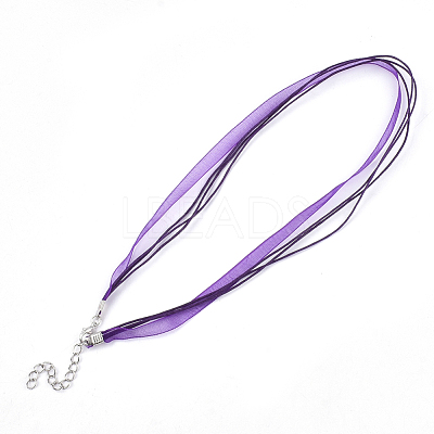 Waxed Cord and Organza Ribbon Necklace Making X-NCOR-T002-193-1