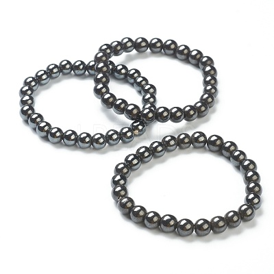 Synthetic Non-magnetic Hematite Beaded Stretch Bracelets BJEW-A117-C-22-1