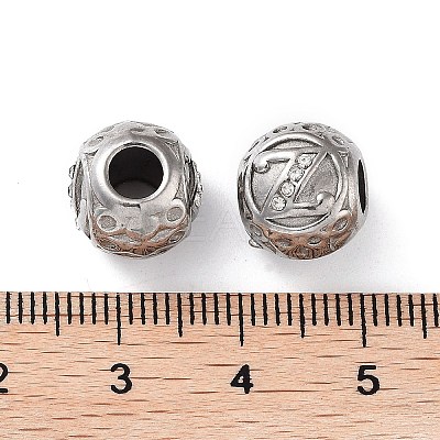 304 Stainless Steel Rhinestone European Beads STAS-A092-10Z-P-1