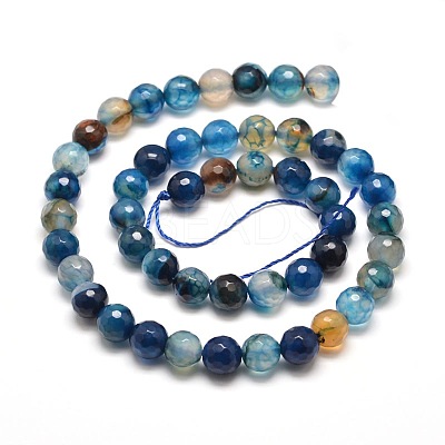 Dyed Natural Agate Faceted Round Beads Strands X-G-E267-21-1