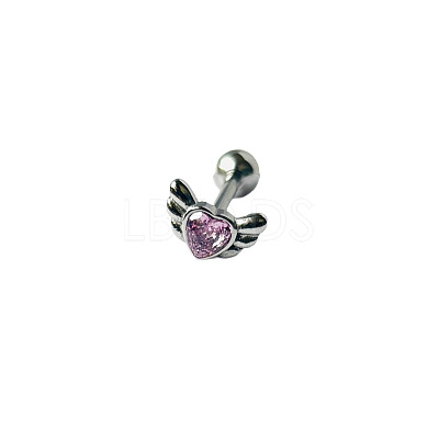 Angel Wing Heart 316L Surgical Stainless Steel Pave Cubic Zirconia Tongue Rings FS-WG901EE-05-1