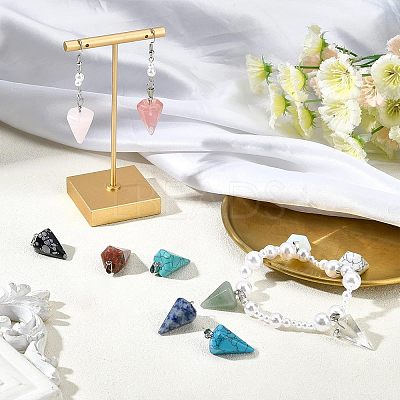11pcs 11 style Cone/Spike/Pendulum Natural & Synthetic Gemstone Pendants G-NB0003-05-1