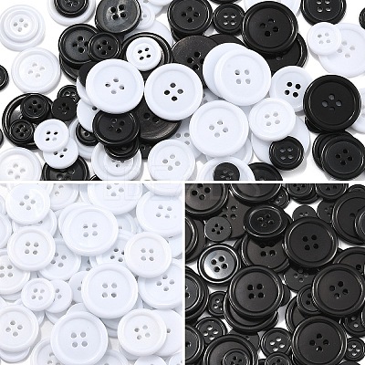 100Pcs 10 Styles Resin Buttons RESI-YW0003-14-1