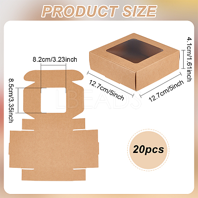 Kraft Paper Gift Box with Visible Window CON-WH0088-74B-1