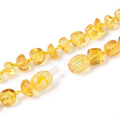 Natural Amber Nuggets Beaded Necklaces NJEW-T019-10-1
