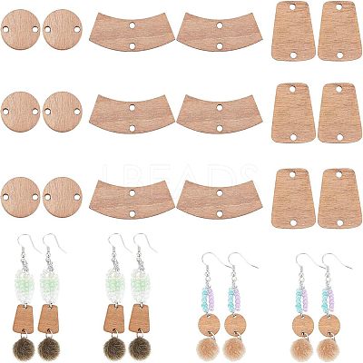 90Pcs 3 Style Unfinished Wood Connector Charms DIY-CA0004-66-1