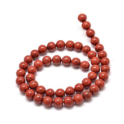 Grade A Natural Red Jasper Bead Strands G-P075-36-10mm-1